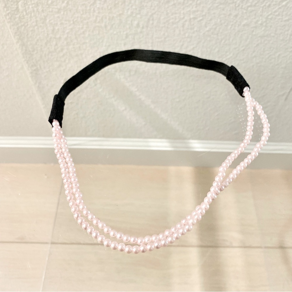 Pink Pearl Double-Strand Stretch Elastic Headband​